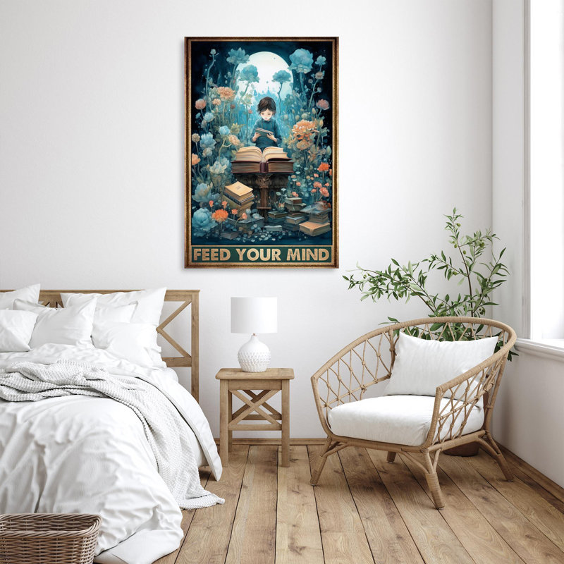 Livres nourrissant votre esprit - 1 pièce, impression d'art graphique sur toile tendue, L 24 po x H 36 po