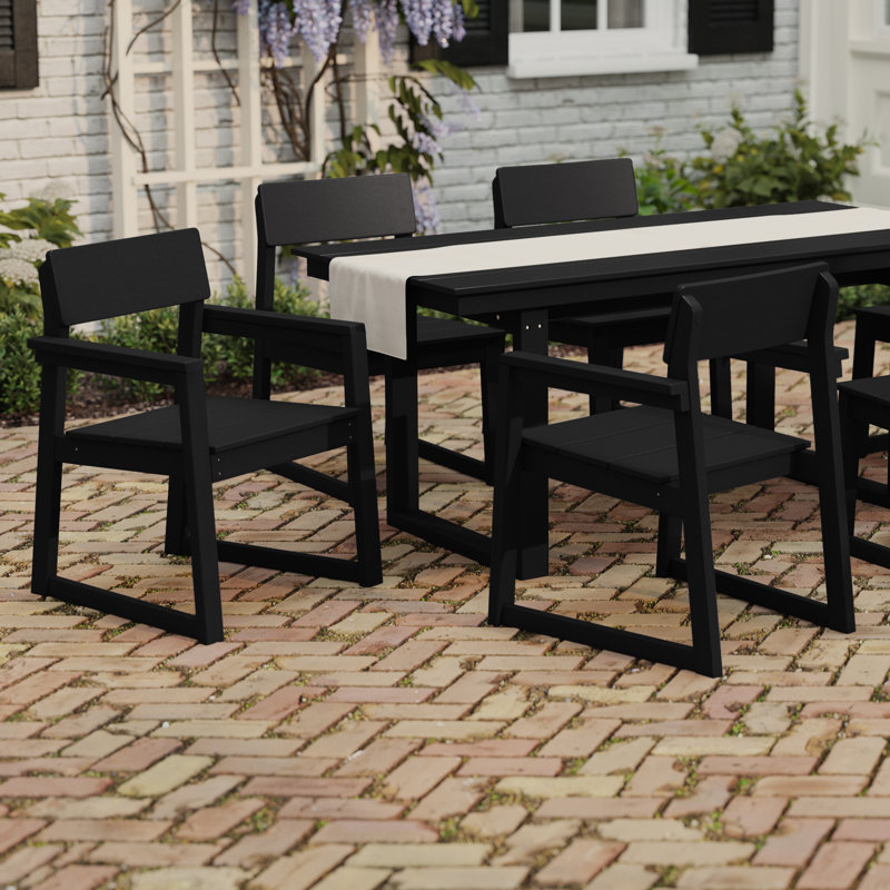 Chaise avec accoudoirs pour l'extérieur , Noir