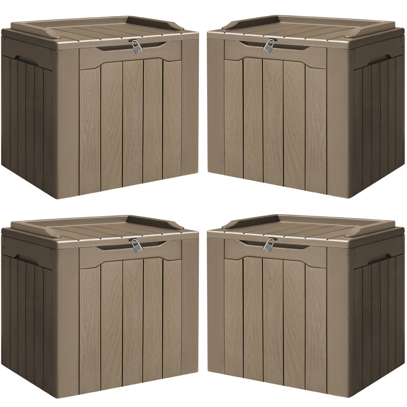 30 Gallon Waterproof & UV Resistant Lockable Deck Box ( Set Of 4 ), Light Brown