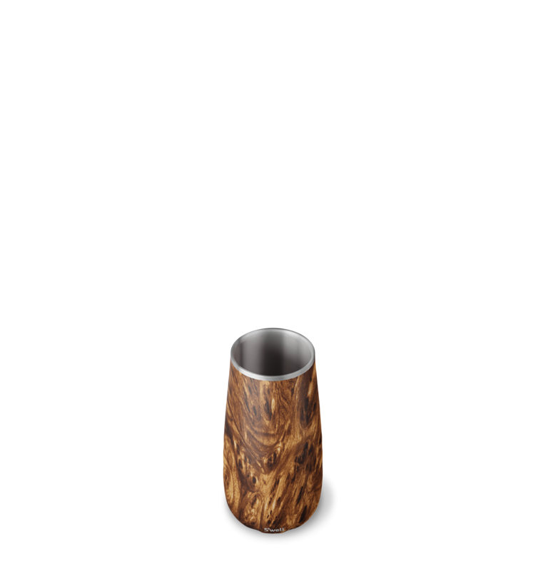 S'well Stainless Steel Champagne Flute - 6 Fl Oz - Calcatta Gold - Triple-Layered Vacuum, Teakwood