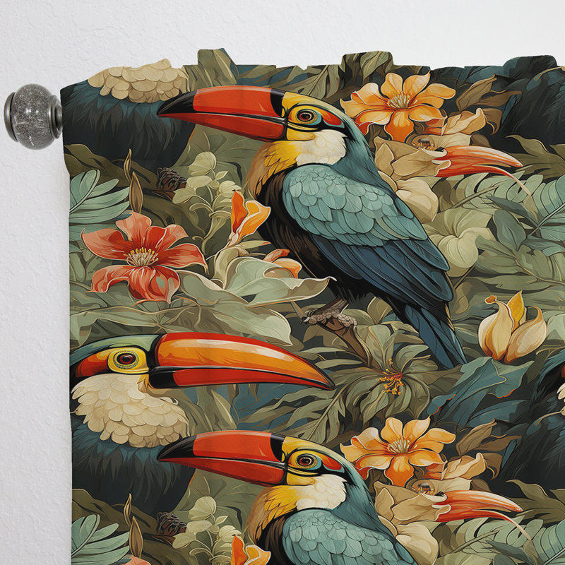 Tapisserie Toucan - motif tropical I - rideau en velours tropical - obscurcissant - 1 panneau, L 52 po x L 63 po