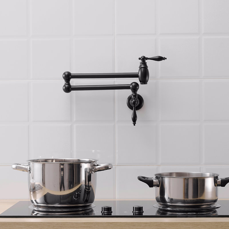 Pot Filler,Wall Mount Commercial Pot Filler Faucet,Brass Material Kitchen Folding Faucet,Coffee Machine Faucet With Stretchable Double Joint Swing Arms