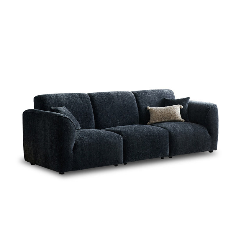 Canapé modulaire en velours noir, 33.86" H x 98.43" W x 39.37" D