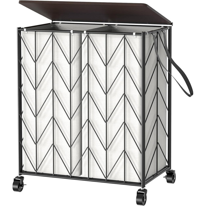 Heavy Duty Laundry Basket With Wooden Lid