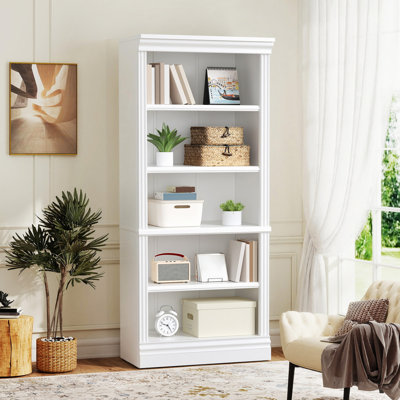 181 cm H 5-Tier Bookcase with Open Shelves, White