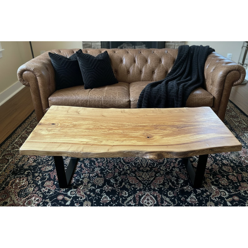Table basse personnalisable en bois franc de châtaignier anglais, Épingle à cheveux noire - 16 po, 28", 54"