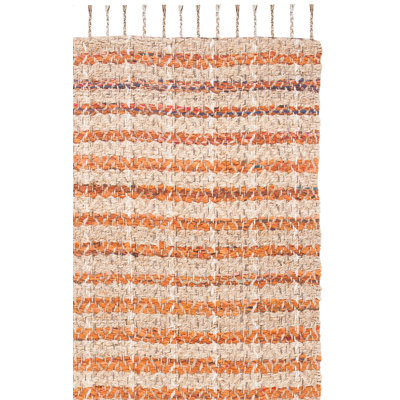 Abbie-Mae Striped Handwoven Cotton/Jute Orange/Natural Area Rug