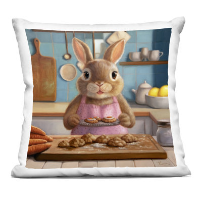 Mrs. Bunny Bakewell Decorative Printed Throw Pillow, design by Lucia Heffernan, 18 x 7 x 18