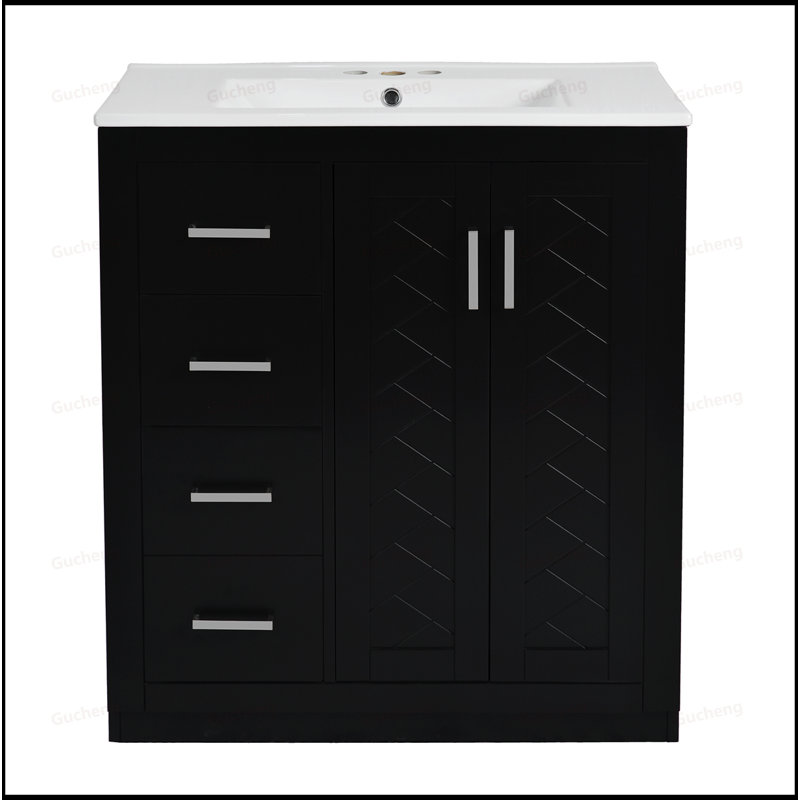 30"Wooden Freestanding Bathroom Vanity With Ceramic Sink