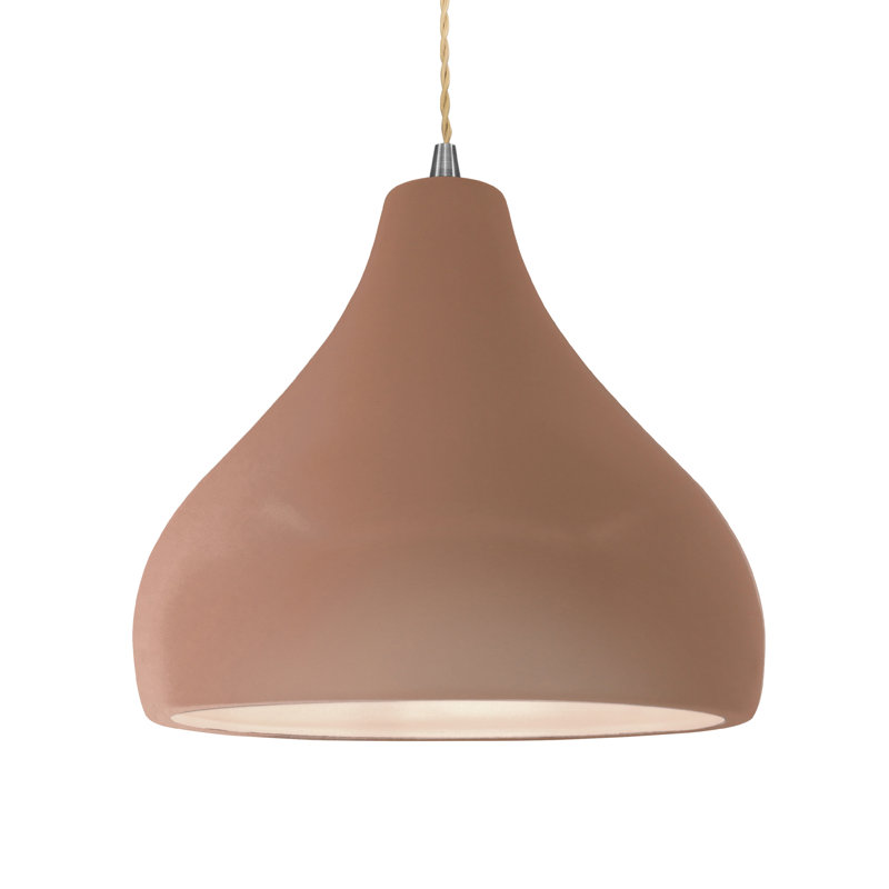 Luminaire suspendu à 1 lumière Meydan, Adobe, Nickel brossé, H 9,5 po x l 13,5 po x P 13,5 po
