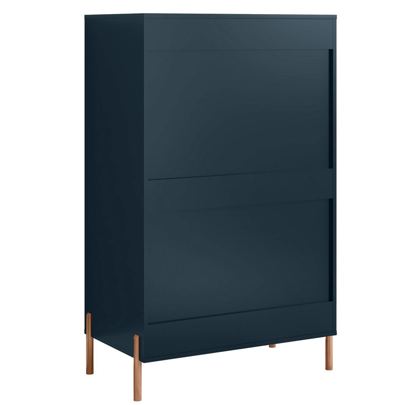Commode 5 tiroirs Kenery, Bleu marine