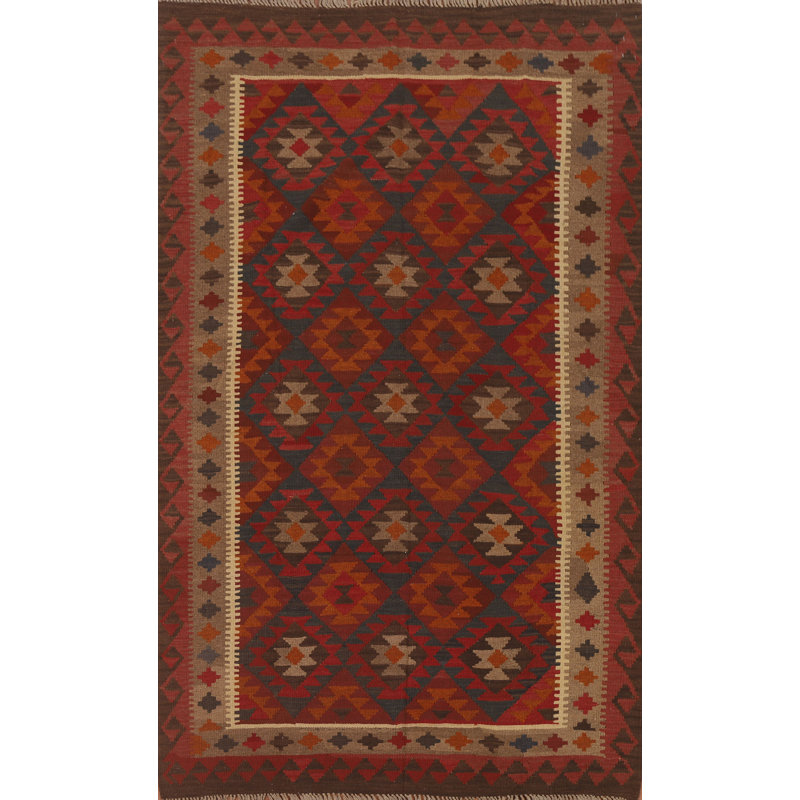 Kilim Reversible Wool Area Rug 5x8