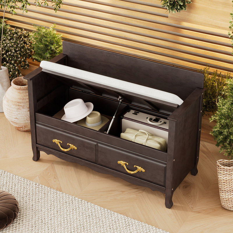 Shoe Bench, Retro Shoe Storage Bench with Safe Soft-Close Devices, Storage Chest with Hidden Storage and Cushion for Entryway, Hallway, Living Room