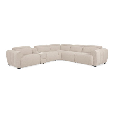125.4" W Contemporary Power Sectional, White