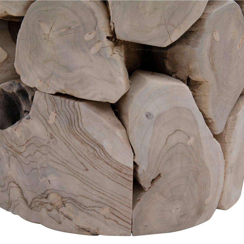 Briar 18-Inch Round Bleached Teak Root Block Style End Table