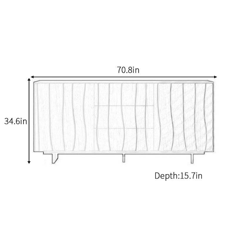 Buffet American American, H 34,6 po x l 70,8 po x P 15,7 po