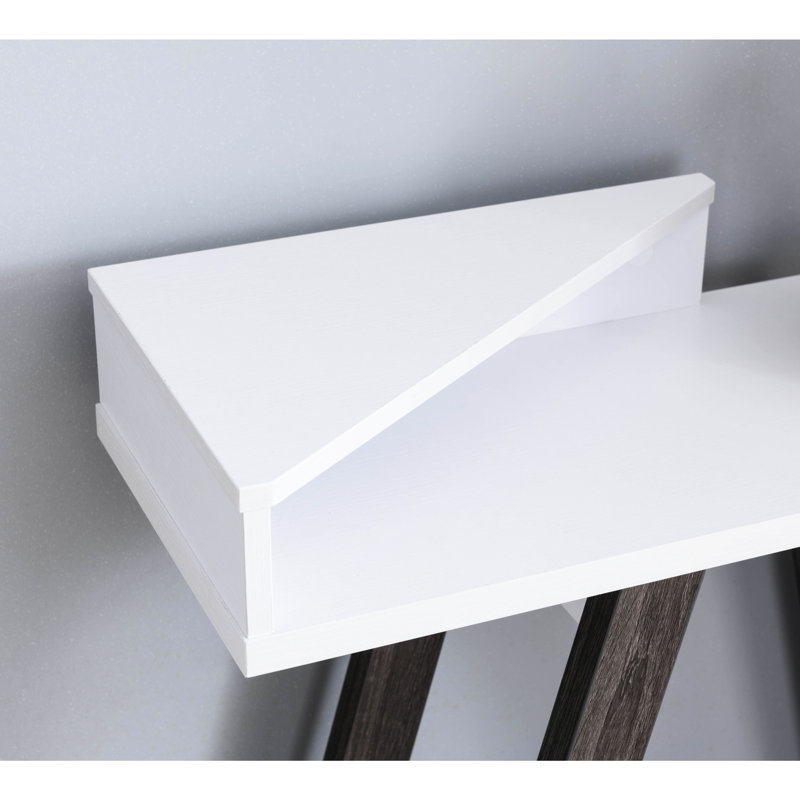 White & Grey Two Toned Console Table, 2 Shelves, A Shaped Leg Youthfulness Table - Grey, Extra Storage, Aspect