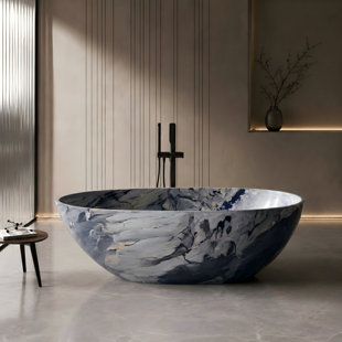 51" Freestanding Soaking Tub, Solid Surface Bathtub with Luxurious