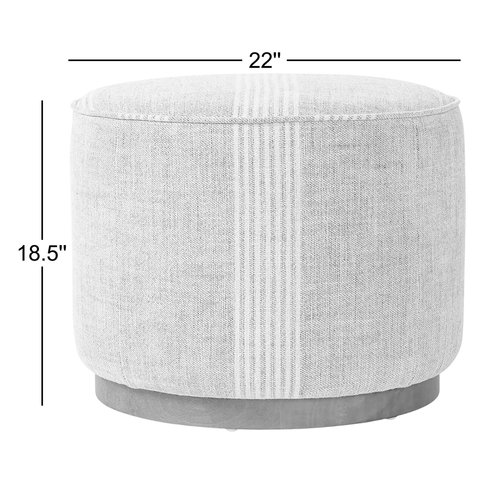 Acker 22" Cotton Upholstered Ottoman, Manchester Flint Linen