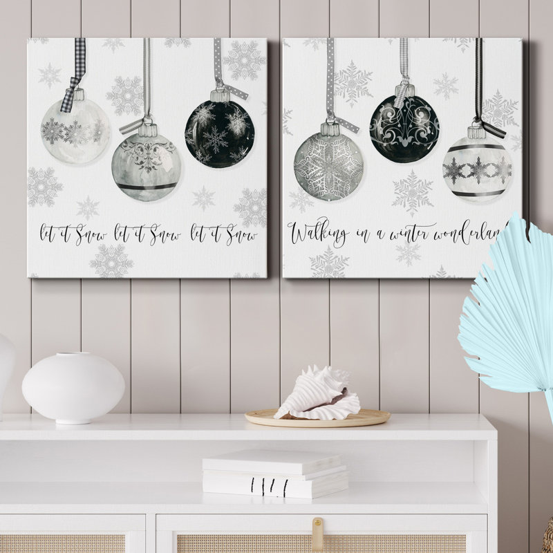 Let It Snow Ornaments - ensemble de 2 reproductions sur toiles tendues, H 10 po x l 10 po x P 1 po