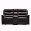 Canapé 2 places en polyuréthane noir avec inclinaison manuelle, assemblage facile et sièges confortables pour les salons modernes