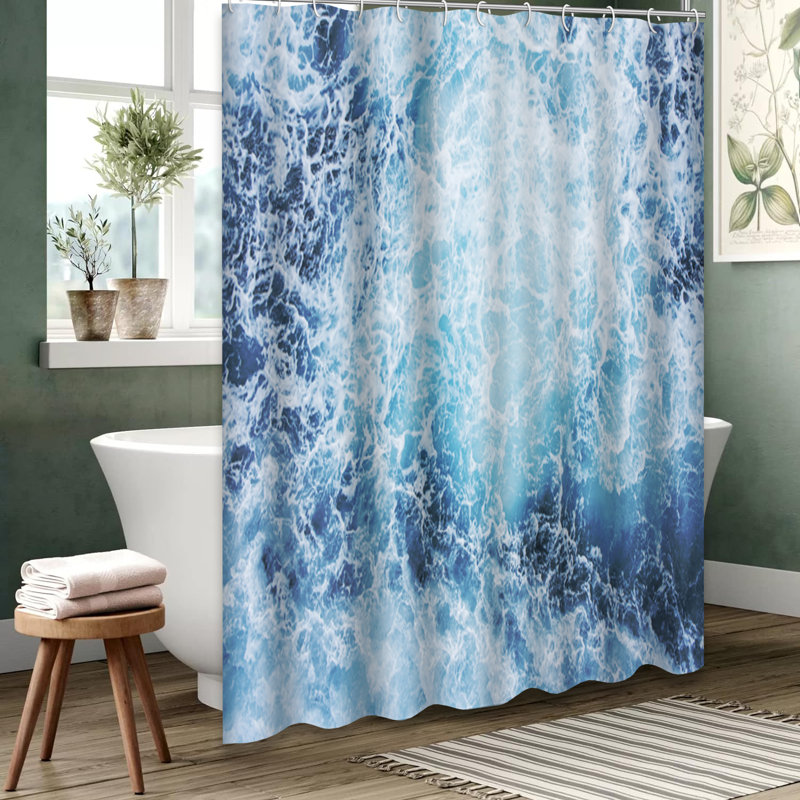 Rideau de douche Deep Blue Ocean Wave Energy avec 12 crochets, L 72 po x l 78 po