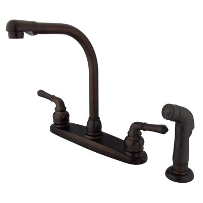 Kingston Brass Americana Two-Handle 4-Hole 8" Centerset Kitchen Faucet with Side Sprayer