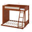 Lit superposé simple au-dessus d'un lit double avec tablette de rangement latérale et lit superposé en bois léger avec échelle intégrée et garde-corps-128987009
