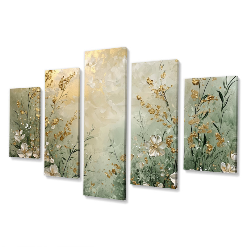 Wildflowers Spring Symphony Fury III - décoration murale fleurs sauvages - art mural traditionnel 5 pièces