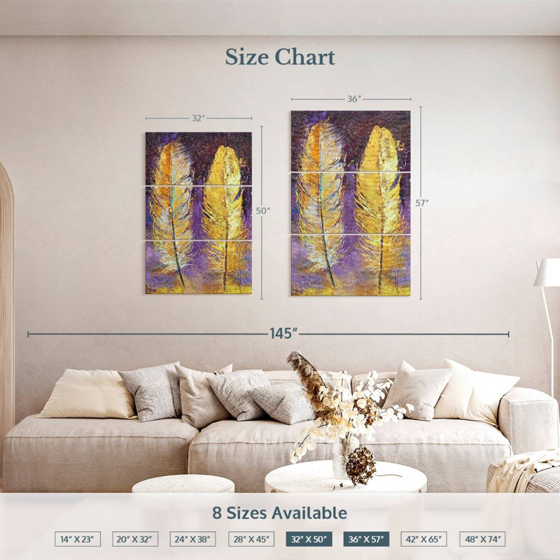 Kerner Gold Feathers, 50" H x 32" W
