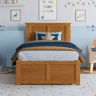 Madison Solid Wood Platform Bed with Panel Footboard and Trundle