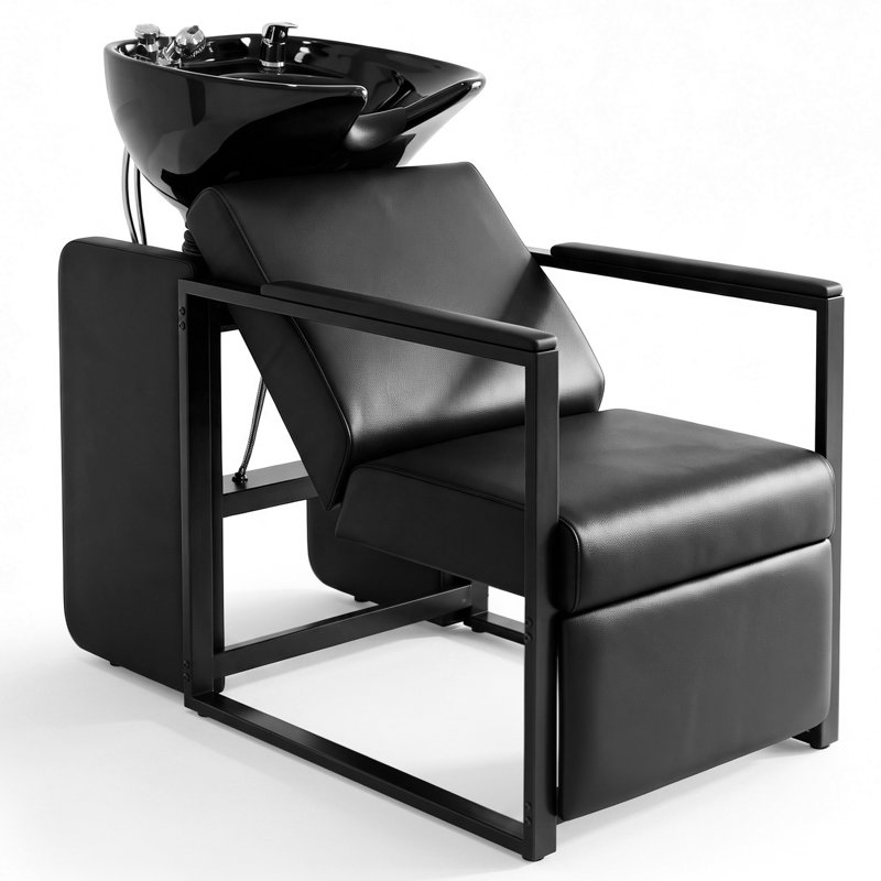 23.6 " L x 44.5 " W Matte Black Freestanding Shampoo Sinks