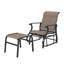 Chaise berçante d'extérieur moderne à haut dossier avec siège en filet, chaise berçante de patio en acier noir et brun pour terrasse
