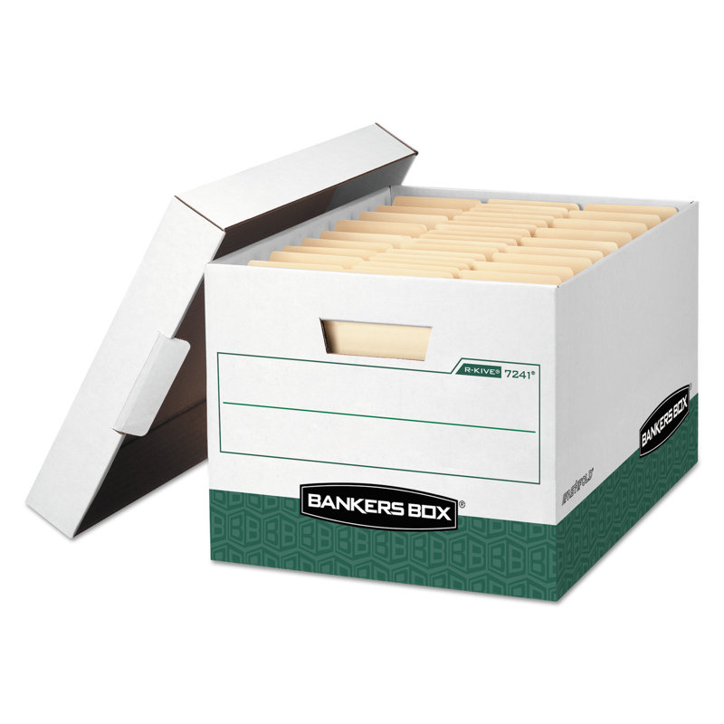 Heavy-Duty White and Green Corrugated Paper Storage Box