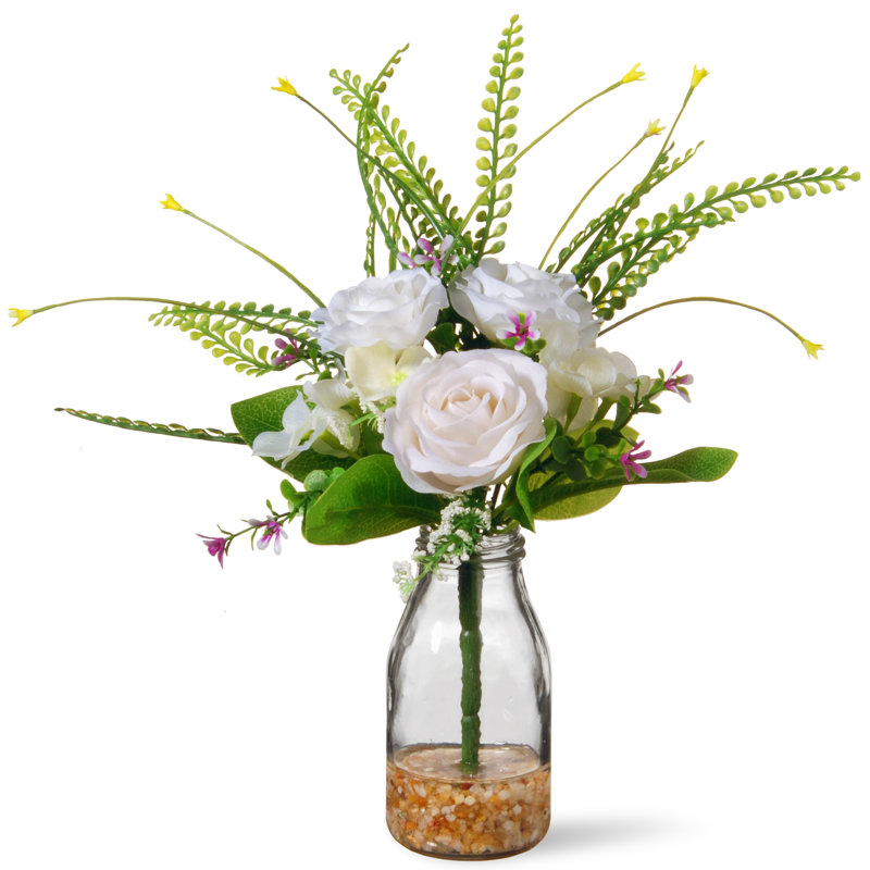 Fleurs roses blanches de 12 po