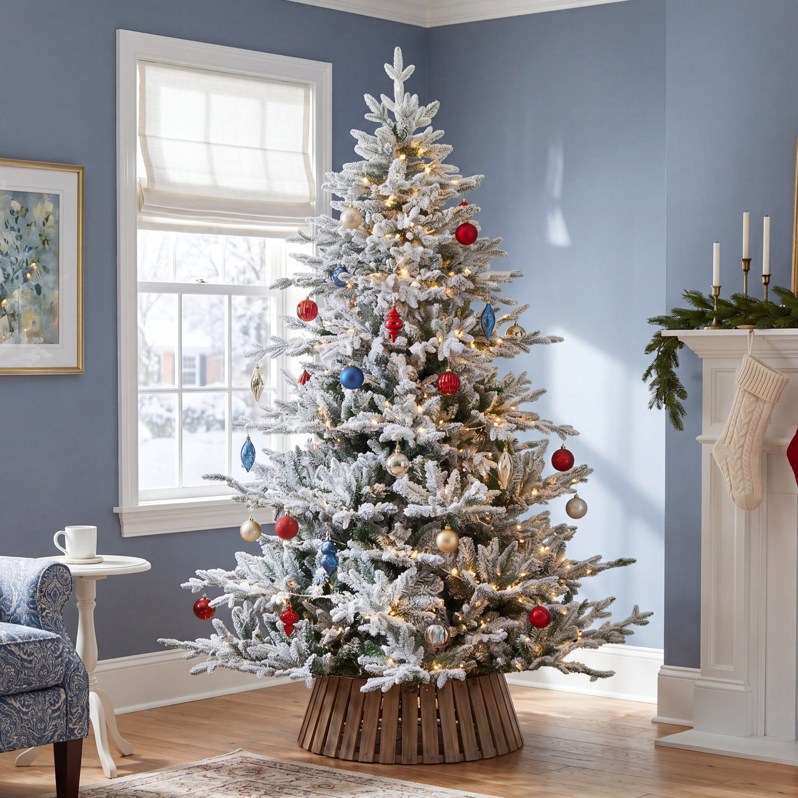 Frosted Pre-Lit Fir Christmas Tree, 7'