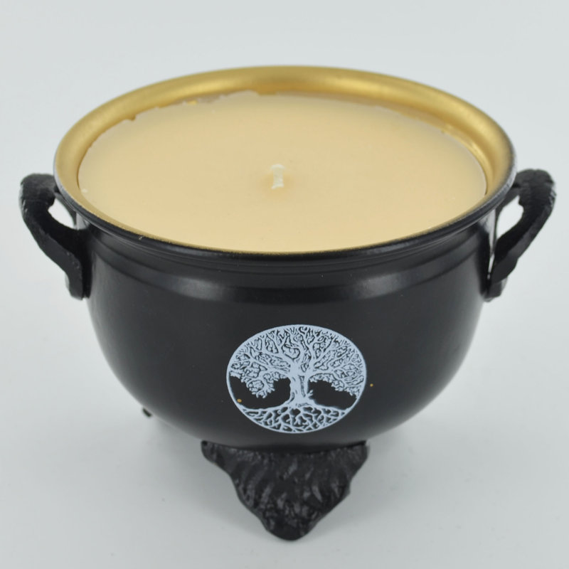 Fresh Scented Jar Candle with Metal Holder, Tree Of Life