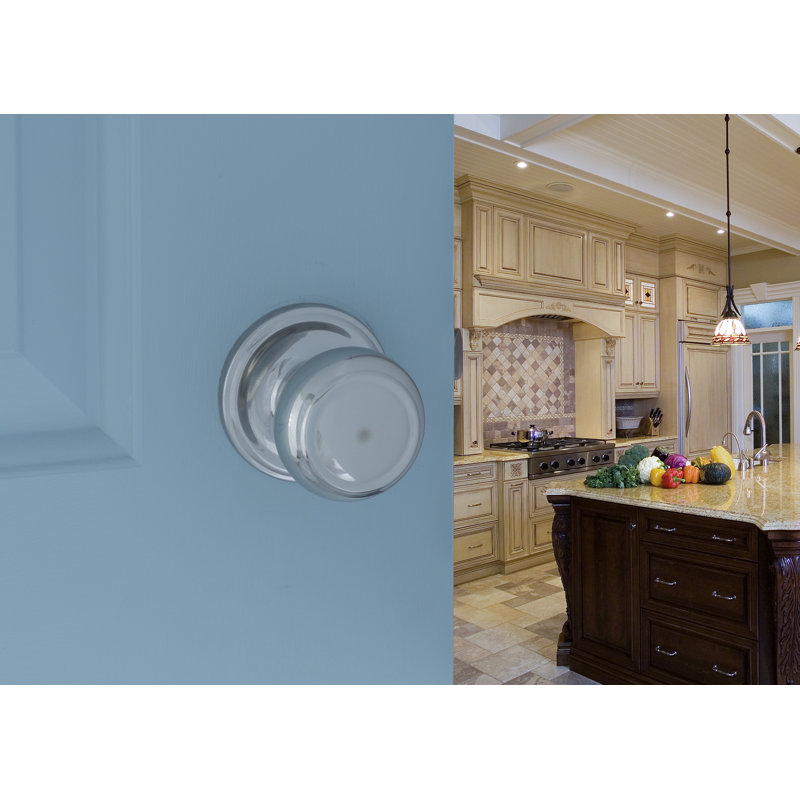 Colonial Passage Door Knob, Polished Stainless Chrome
