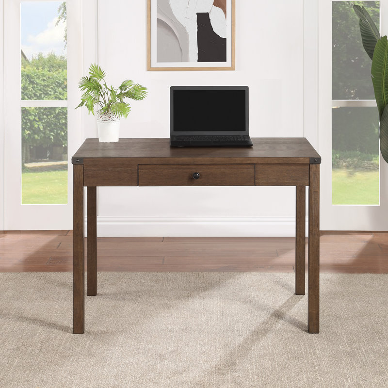 Victor Solid Wood Base Writing Desk, Brown Oak