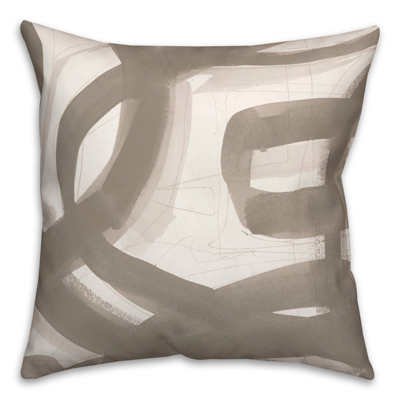 Abstract Outdoor Reversible Throw Pillow, Beige