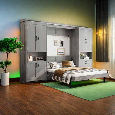 Grands lits gris peu encombrants, conception en bois MDF multifonctionnel pour les maisons modernes