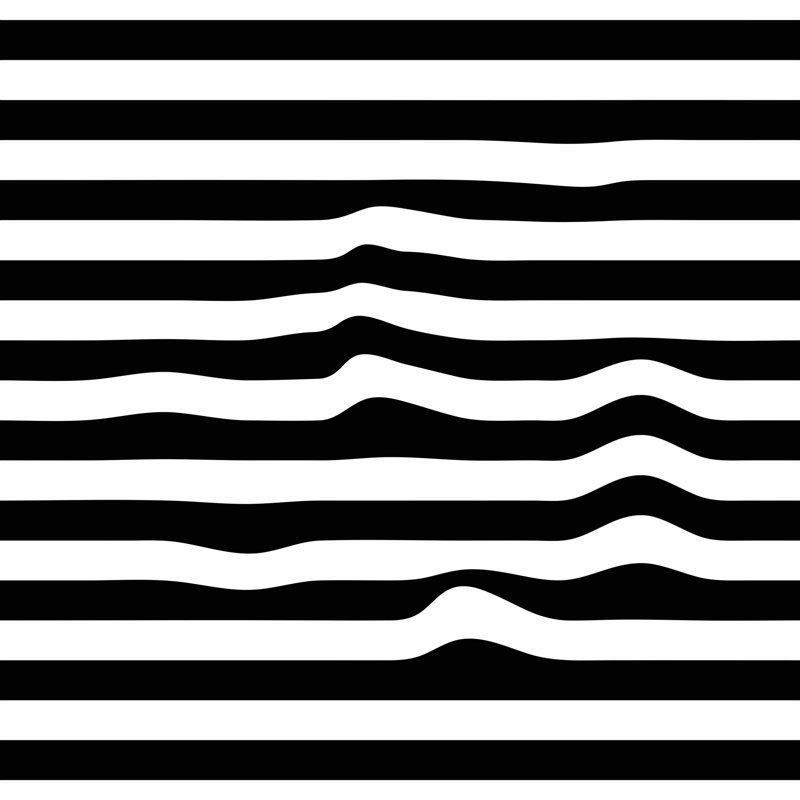 Warped Horizontal Stripe Wallpaper, Black/White