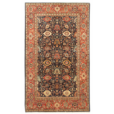Tapis unique nouvel âge 4 pi 10 po x 7 pi 8 po Harshang en rouge / bleu marine / rouille