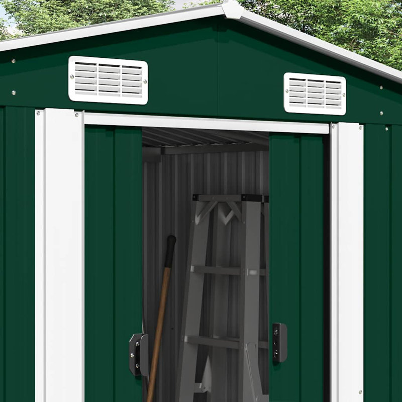 Pamlico 8.43 ft. W x 0 ft. D Metal Traditional Storage Shed, Green, 148.8" W