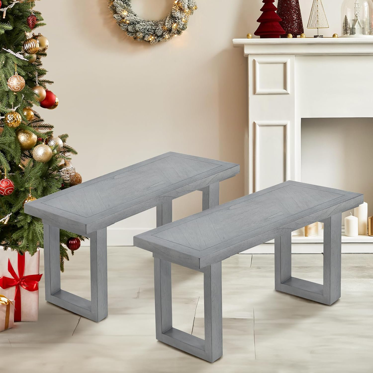 Banc Salle à Manger En Bois Naturel 100x26x45cm - Banquette Polyvalente Pour Cuisine Et Salon