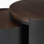 Tables d'appoint gigognes Sola avec bases en métal noir mat et plateau brun moyen