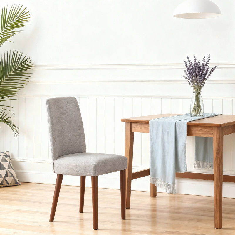 Chaise avec pieds espresso et tissu gris