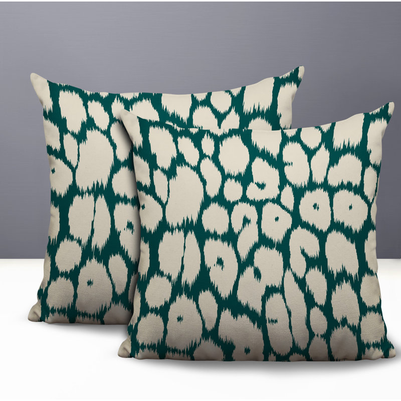 Oreiller réversible Clio Zebra, 18x18, Teal