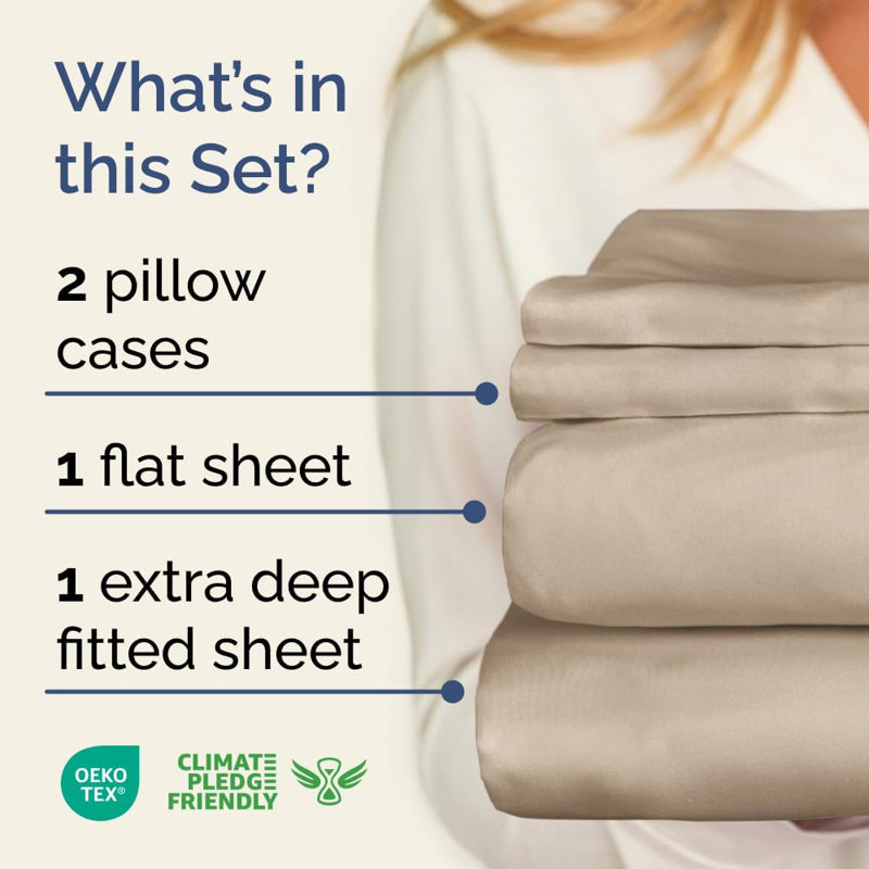 Ensemble de draps de luxe extra profonds - Ensembles de draps ultra doux et rafraîchissants, Blé