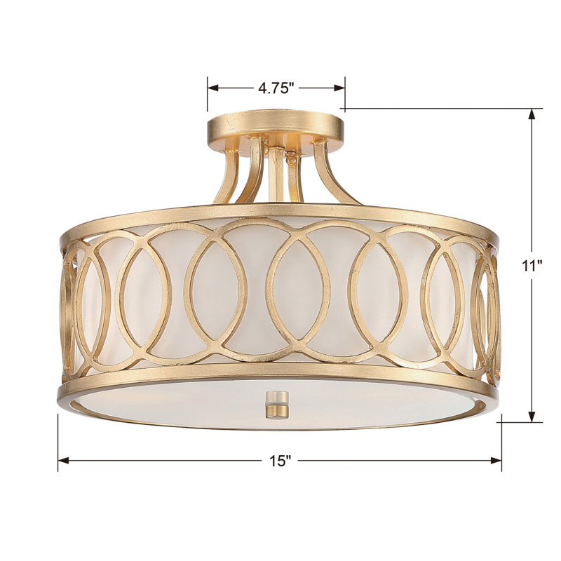 Graham 3 Light Semi-Flush Mount, Gold